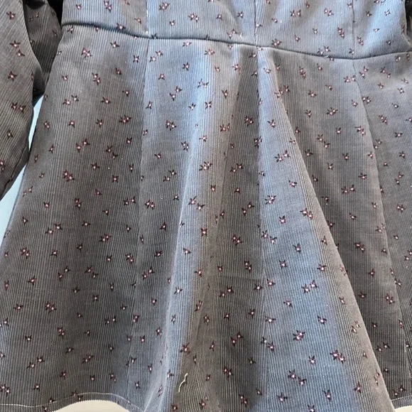 Handmade vintage corduroy floral dusty blue girls pea coat estimate sz 3 - Picture 3 of 7